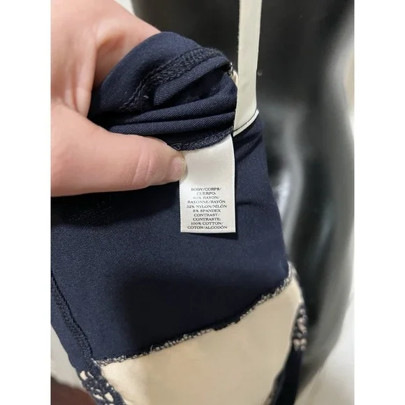 Navy Blue Ann Taylor 3/4 Length Sleeve Lace Shirt Size Small - Picture 5 of 5